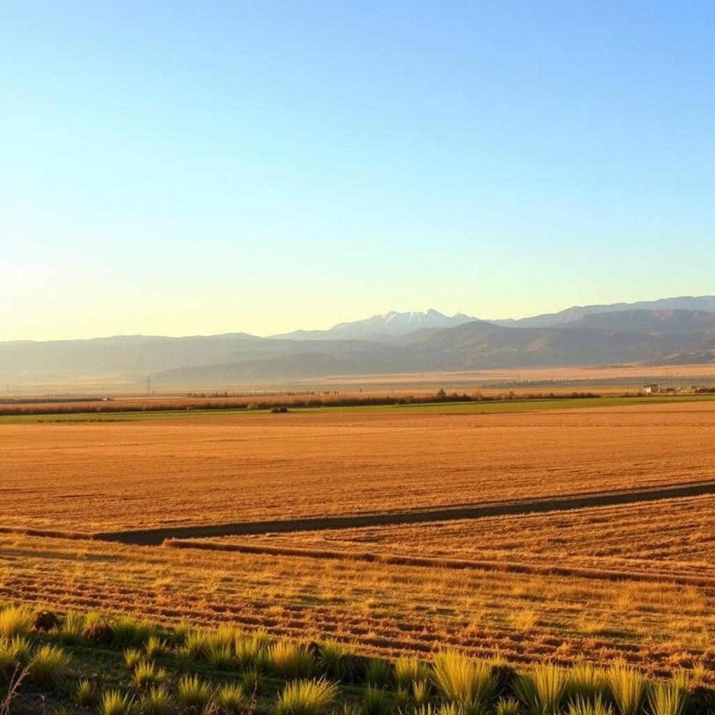 Idaho farmland with mountains in the distance
